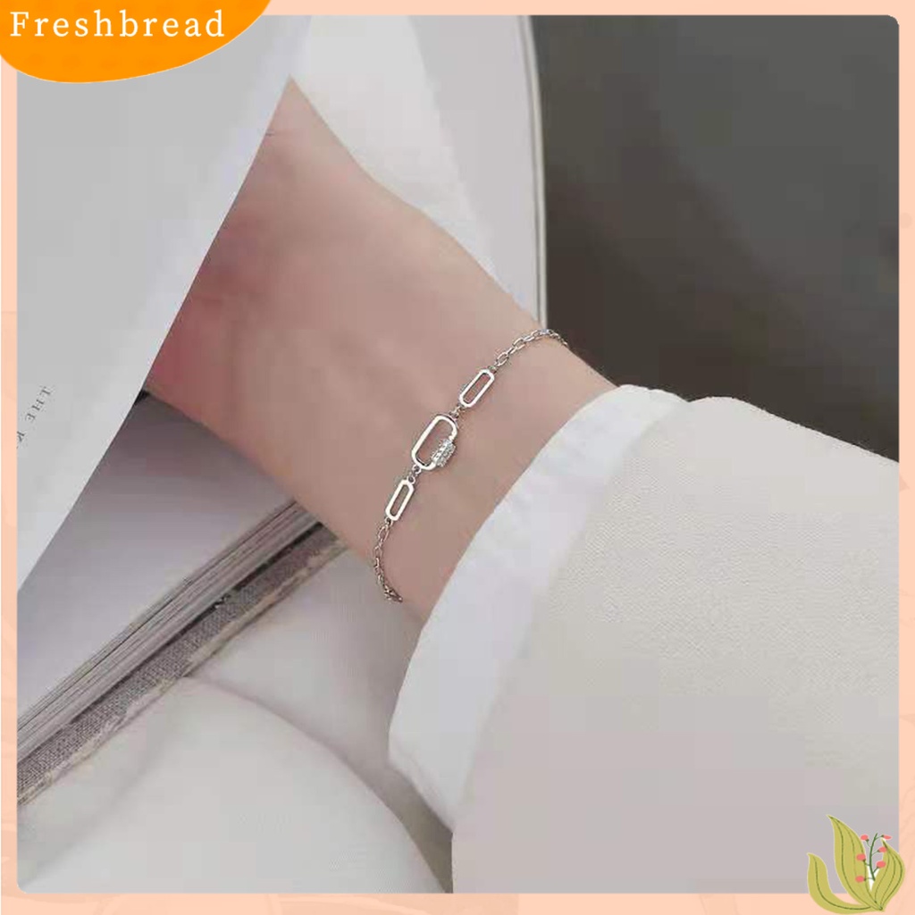 &lt; Freshbread &gt; Gelang Tembaga Hias Artistik Geometris Berlian Imitasi Dekorasi Gelang Cewek Untuk Kehidupan Sehari-Hari