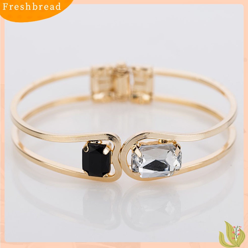 &lt; Freshbread &gt; Modern Lady Mewah Nada Emas Berlian Imitasi Pesona Gelang Cuff Bangle Jewelry