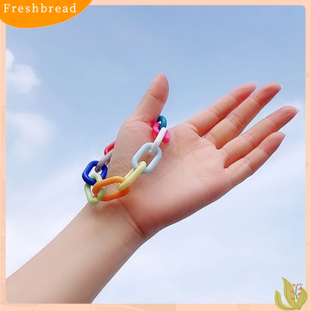 &lt; Freshbread &gt; Gelang Gadis Warna Pelangi Resin Manset Link Resin Tangan Rantai Perhiasan Fashion