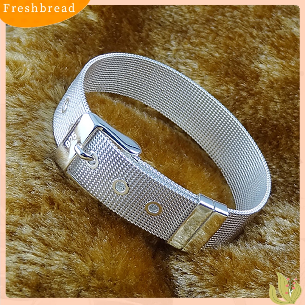 &lt; Freshbread &gt; Gelang Adjustable Pengerjaan Halus Silver Plated Adjustable Belt Gesper Untuk Pakaian Sehari-Hari