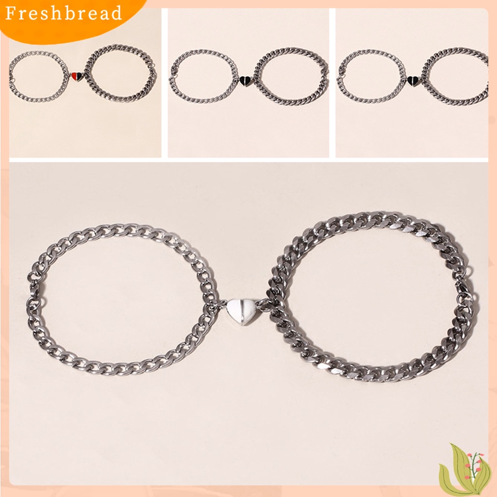 &lt; Freshbread &gt; 1pasang ic Gelang Electroplating Unisex Liontin Jantung Anti-Karat Rantai Salib Menghias Pecinta Menawan Atraksi Jantung Gelang Perhiasan Aksesori