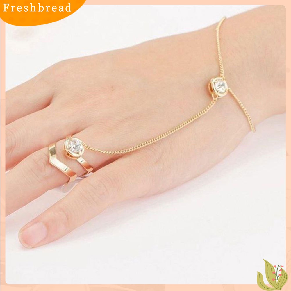 &lt; Freshbread &gt; Fashion Berongga Geometris Berlian Imitasi Bertatahkan Cincin Gelang Perhiasan Pengantin Pernikahan