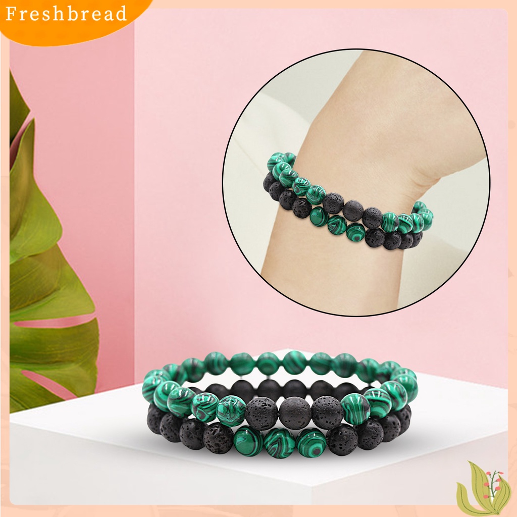 &lt; Freshbread &gt; 2Pcs Gelang Yoga Trendi Menawan Tali Elastis Pasangan Jarak Hitam Putih Gelang Untuk Kekasih