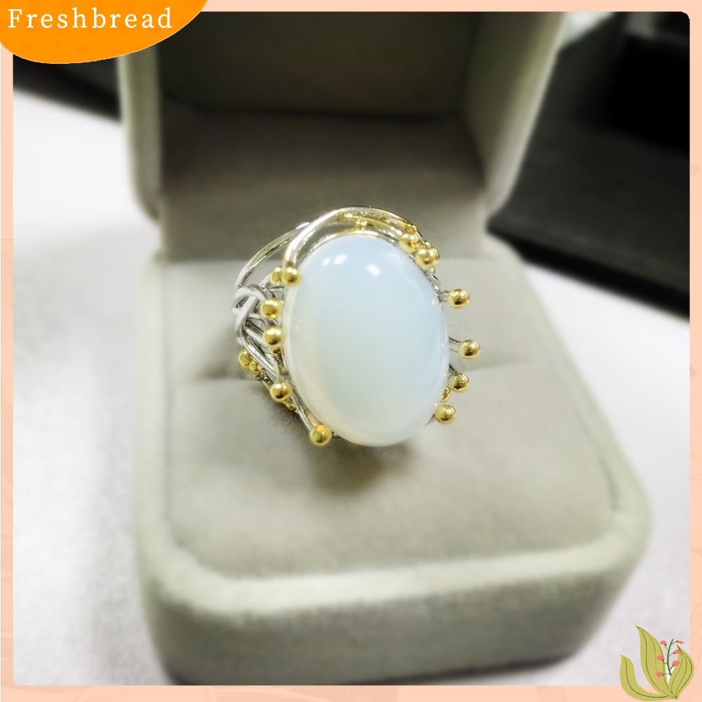 &lt; Freshbread &gt; Pernikahan Pertunangan Vintage Wanita Dual Color Oval Faux Topaz Jari Cincin Perhiasan