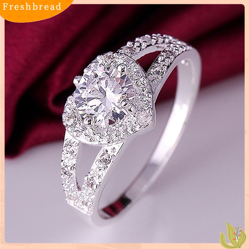 &lt; Freshbread &gt; Cincin Berlian Imitasi Hias Perhiasan Kreatif Bentuk Hati Hadiah Pertunangan Untuk Wanita