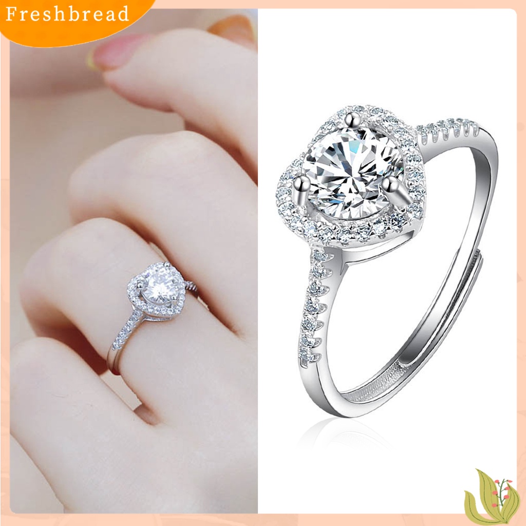 &lt; Freshbread &gt; Cincin Wanita Bentuk Hati Cubic Zirconia Perhiasan Cincin Jari Bersinar Untuk Pesta Pernikahan Prom Banquet