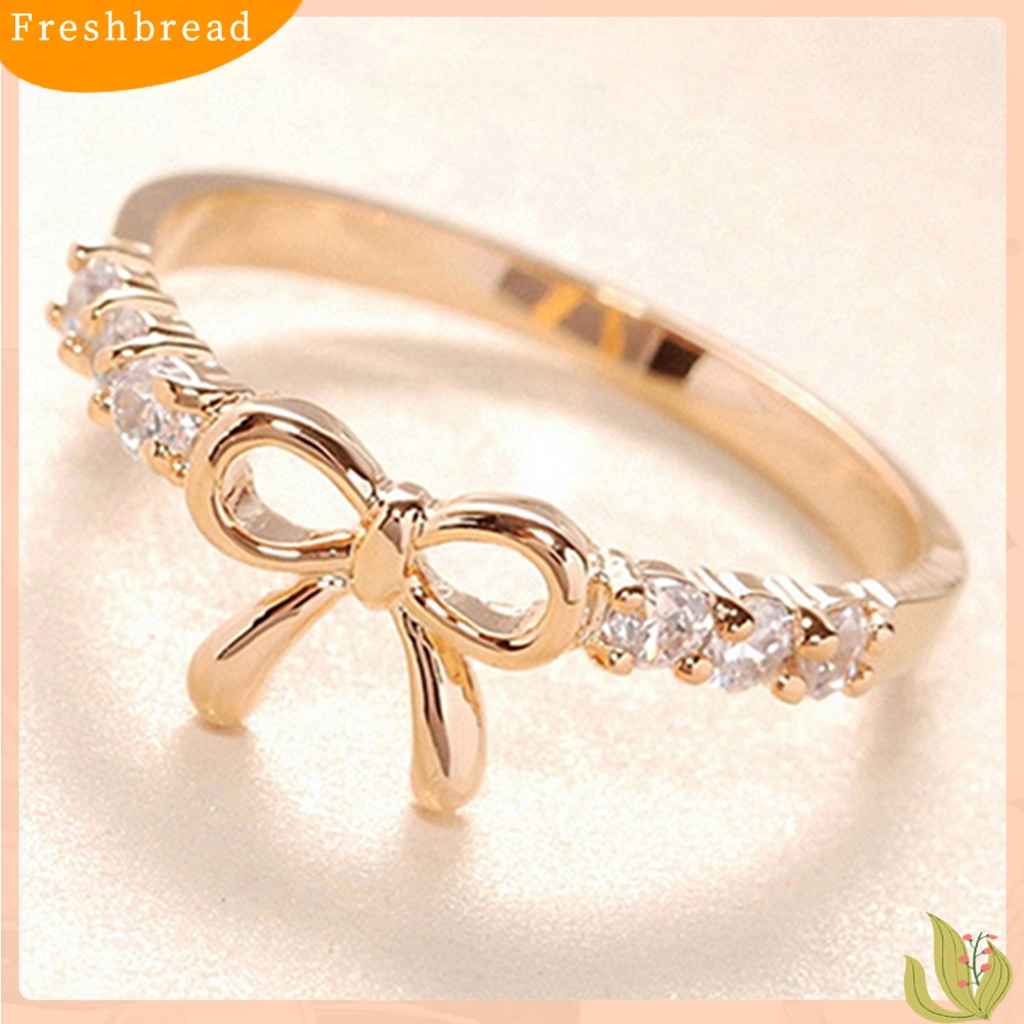 &lt; Freshbread &gt; Cincin Indah Berlian Imitasi Dekorasi Sederhana Berlian Imitasi Ikatan Simpul Band Wanita Perhiasan Untuk Pernikahan
