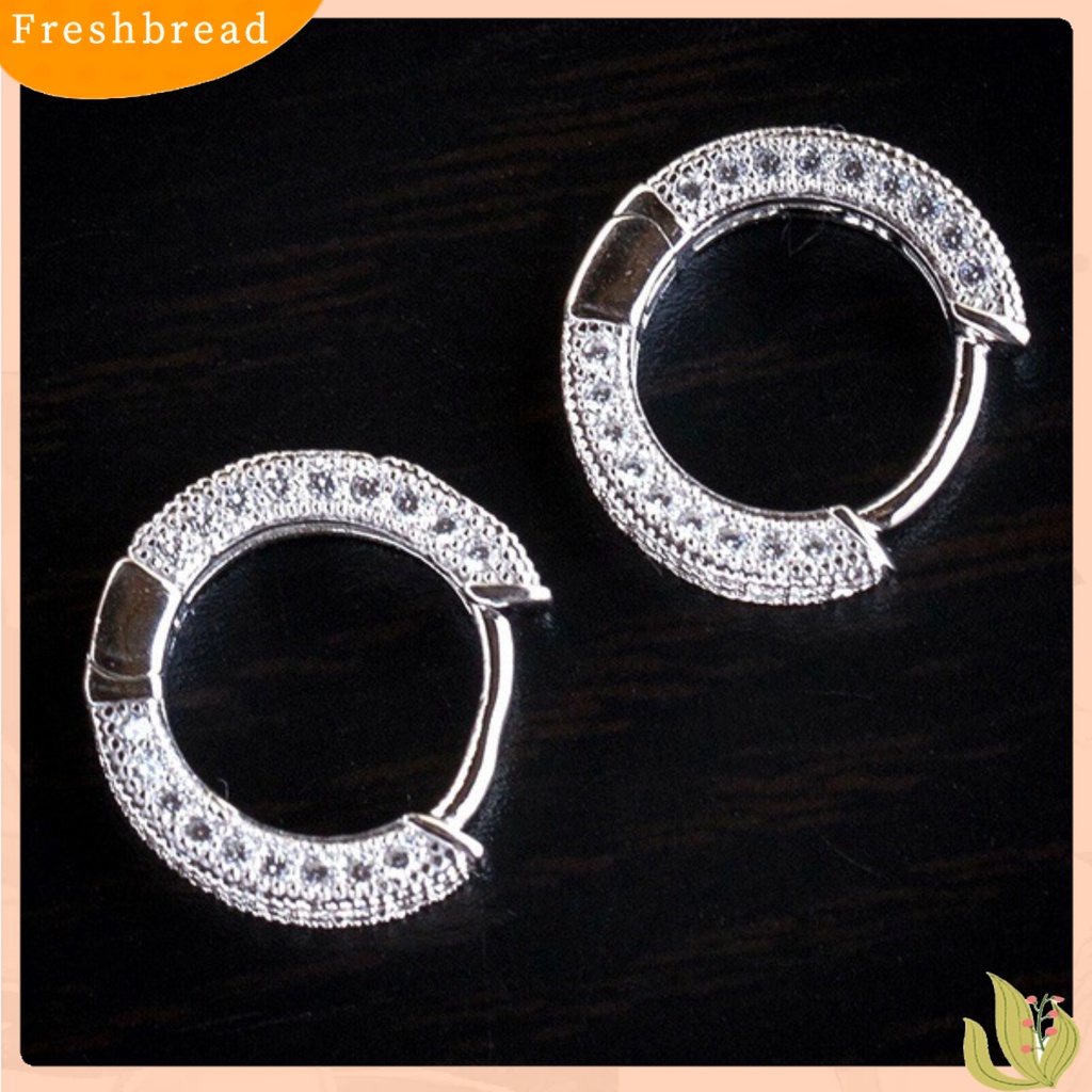 < Freshbread > Wanita Berlian Imitasi Penuh Hias Cubic Zirconia Ear Stud Earrings Perhiasan Aksesori