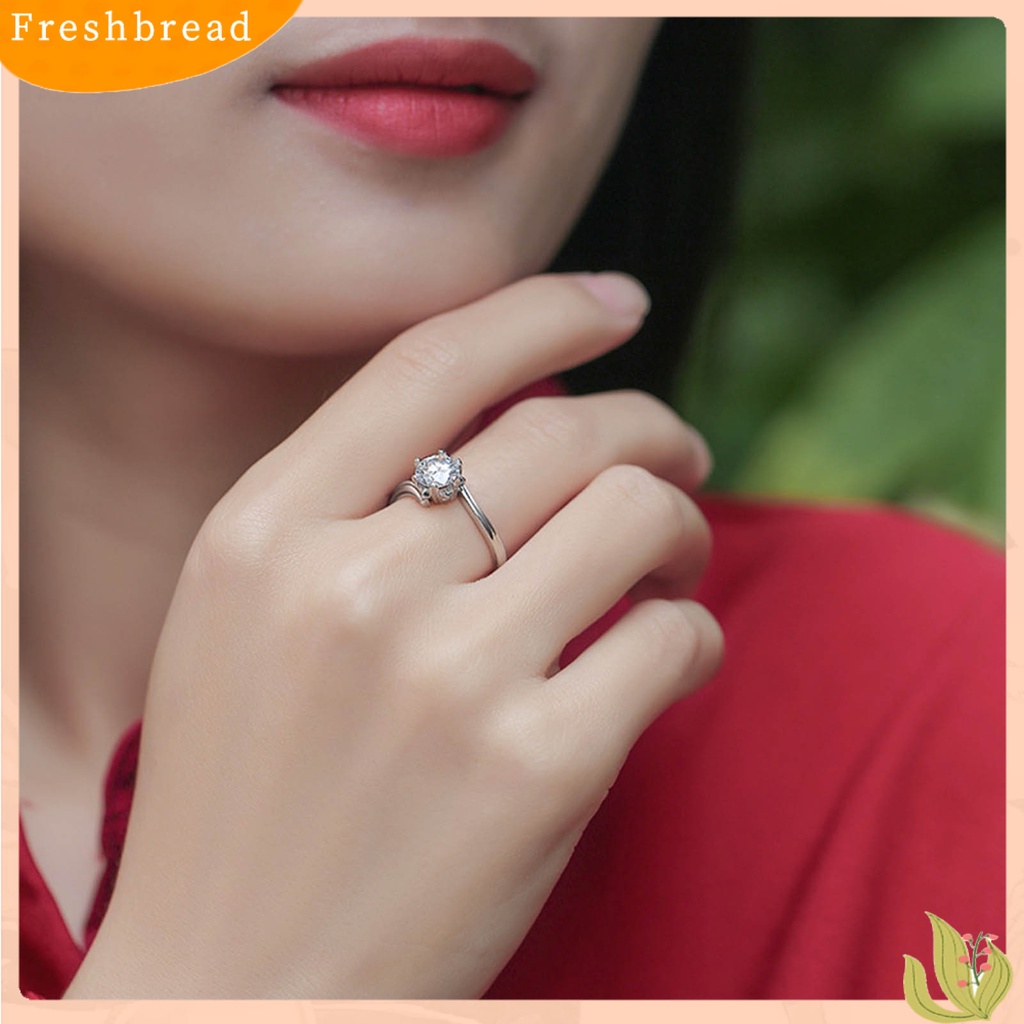 &lt; Freshbread &gt; Cincin Jari Shiny Rhinestone Electroplating Pengerjaan Halus Tahan Luntur Hias Tembaga Indah Snowflake Engagement Ring Perhiasan Aksesori