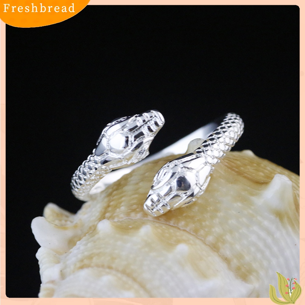 &lt; Freshbread &gt; Pola Kepala Ular Ganda Fashion Wanita Pesta Jari Perhiasan Manset Cincin Band