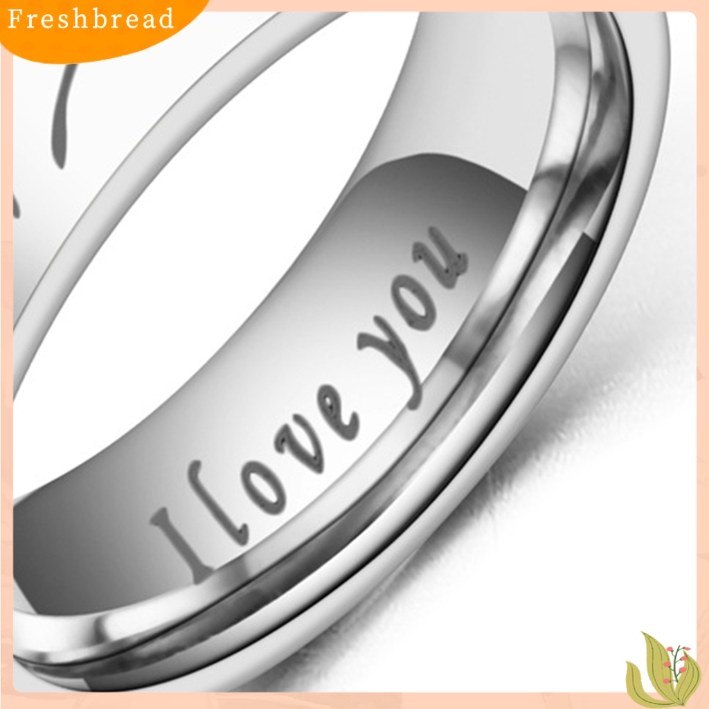 &lt; Freshbread &gt; Cincin Couple I Love You Lettering Hias Kasual Poles Semua Pertandingan Hadiah Perhiasan Stainless Steel Man Woman Hand in Hand Finger Ring Wedding Band Untuk Hari Kasih Sayang