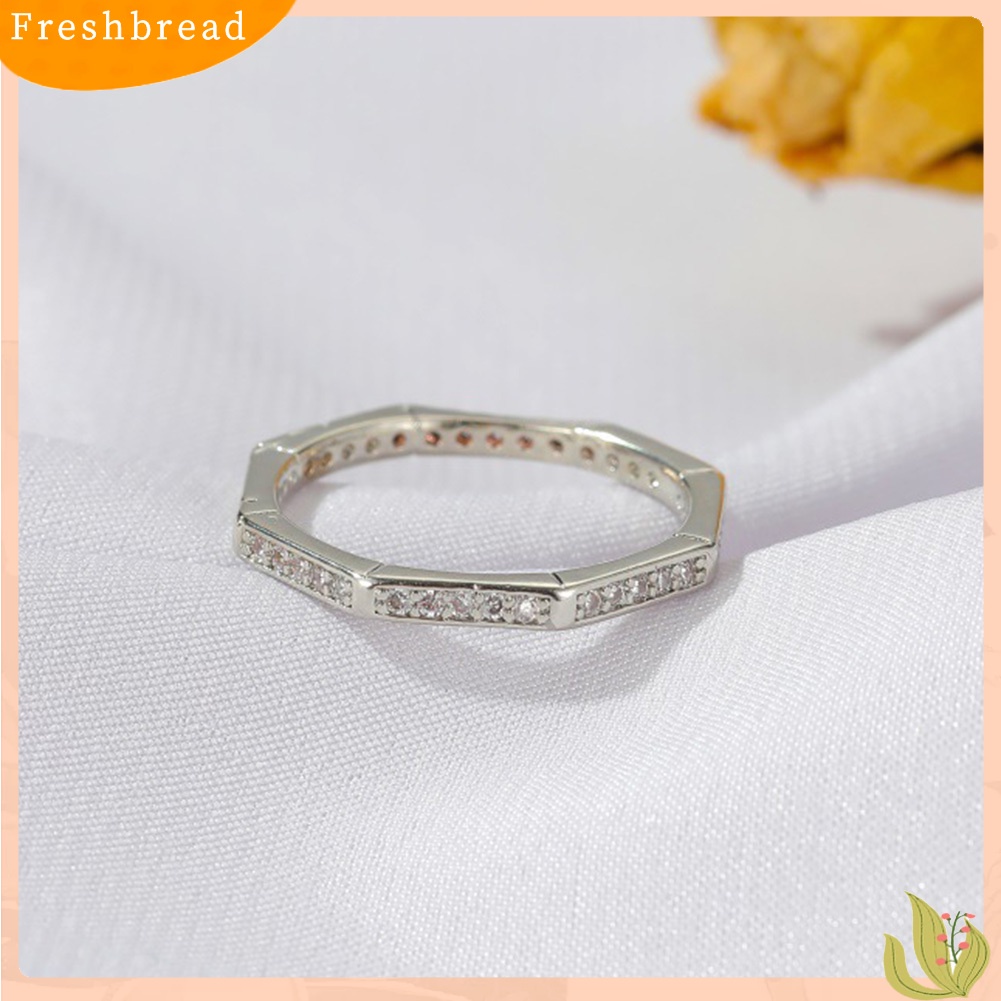 &lt; Freshbread &gt; Pria Wanita Gaya Sederhana Poligon Bentuk Geometris Berlian Imitasi Cincin Perhiasan Hadiah