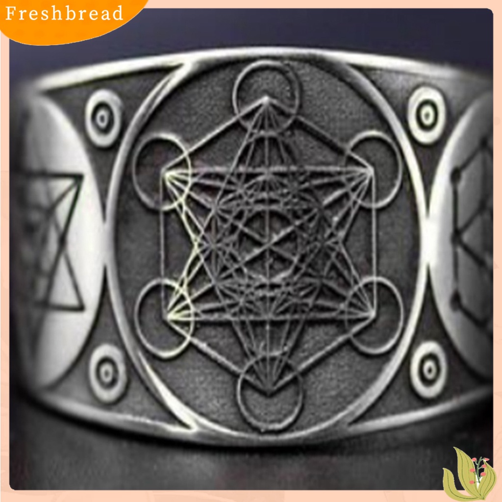 &lt; Freshbread &gt; Pola Hexagram Vintage Unisex Cincin Alloy Pembukaan Yang Dapat Disesuaikan Punk Jari Cincin Perhiasan Aksesori