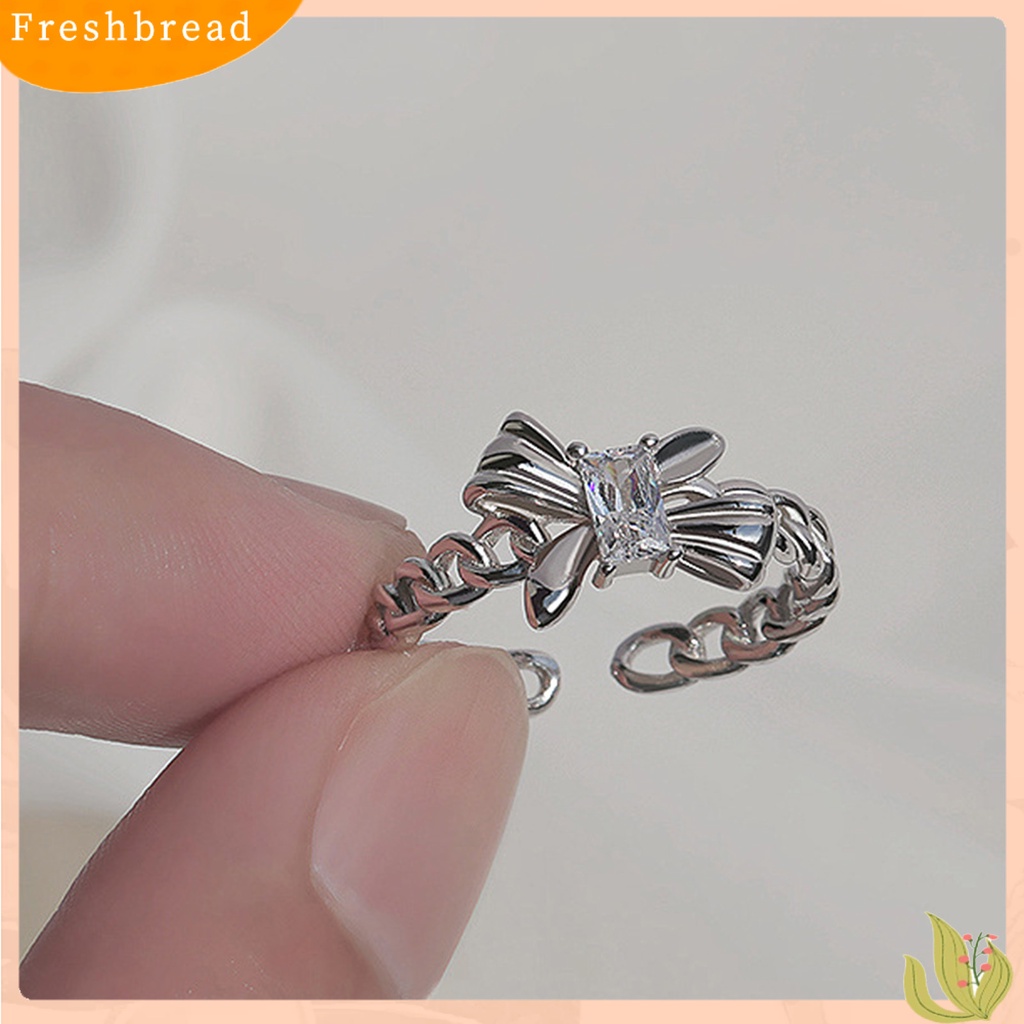 &lt; Freshbread &gt; Cincin Fashion Berlubang Hias Zirkon Bentuk Kupu-Kupu Adjustable Geometris Hias Aksesori Lady Jari Telunjuk Open Ring Untuk Kehidupan Sehari-Hari