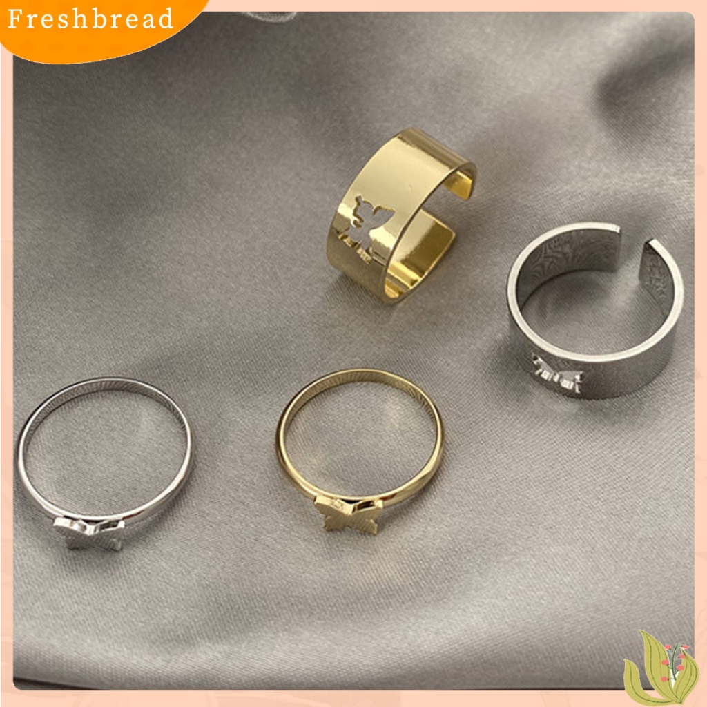 &lt; Freshbread &gt; 2pcs/Set Cincin Couple Warna Solid Matching Ring Gaya Punk Bentuk Bulan Cincin Pernikahan Hadiah Ulang Tahun