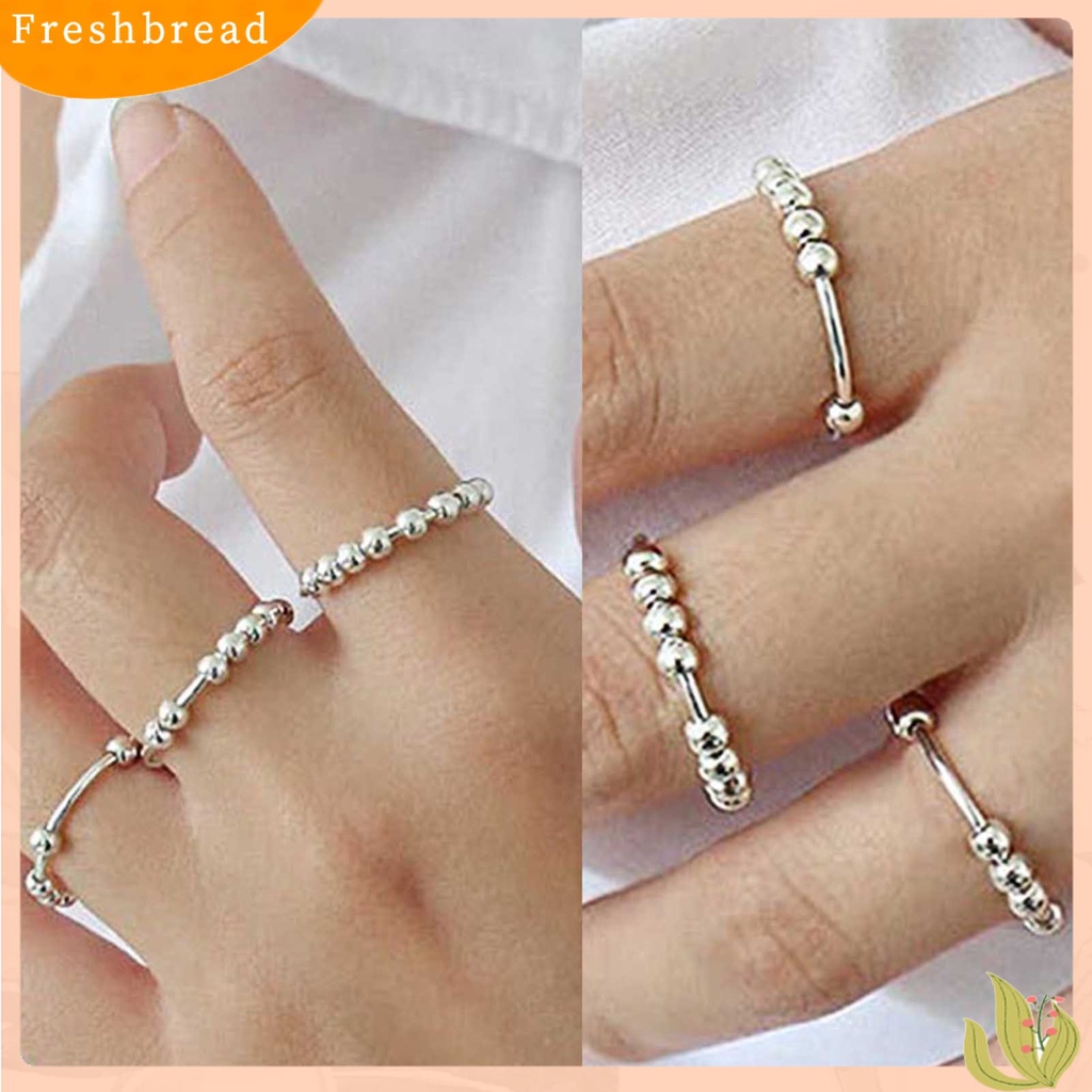 &lt; Freshbread &gt; Meredakan Tekanan Manik Unisex Cincin Bola Tembaga Dapat Ditumpuk Jari Cincin Aksesori Perhiasan