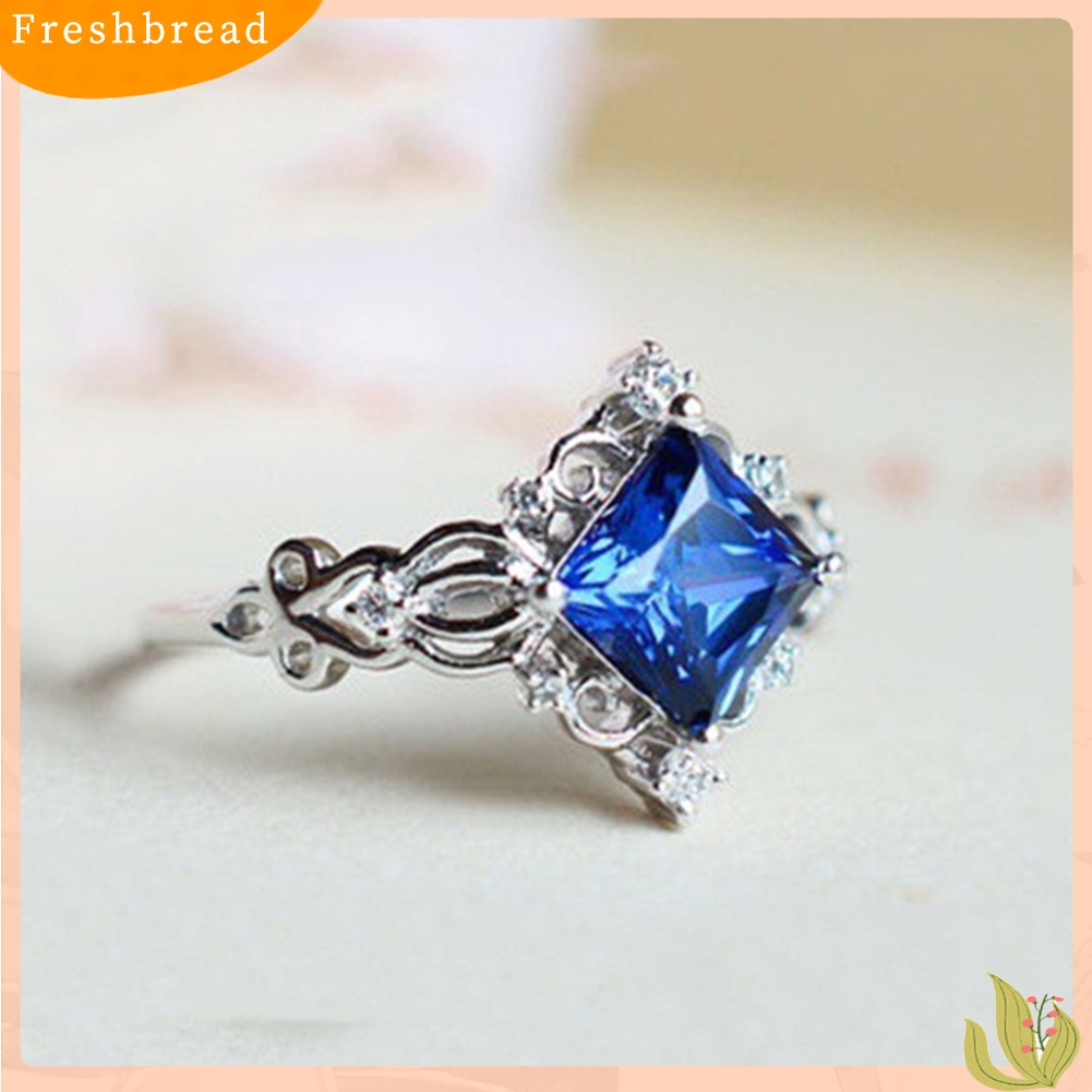 &lt; Freshbread &gt; Vintage Wanita Berongga Bunga Putri Potongan Safir Imitasi Hias Cincin Perhiasan Hadiah