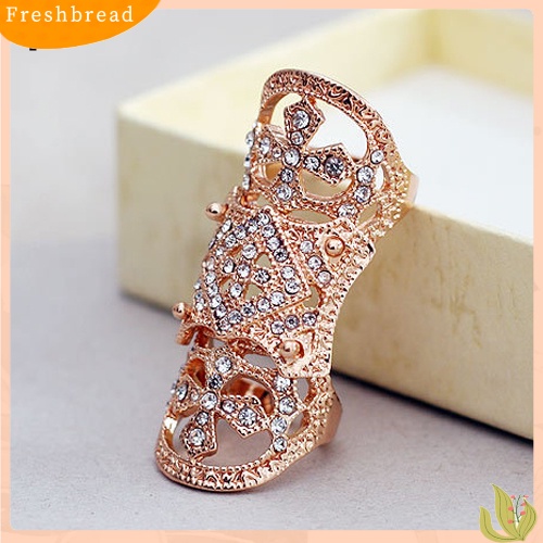 &lt; Freshbread &gt; Fashion Punk Keren Gaya Barat Berlian Imitasi Sendi Jari Silang Cincin Perhiasan