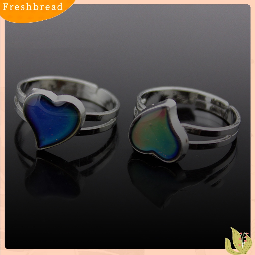 &lt; Freshbread &gt; Unisex Fashion Bentuk Hati Berubah Warna Mood Jewelry Lovers Couple Ring