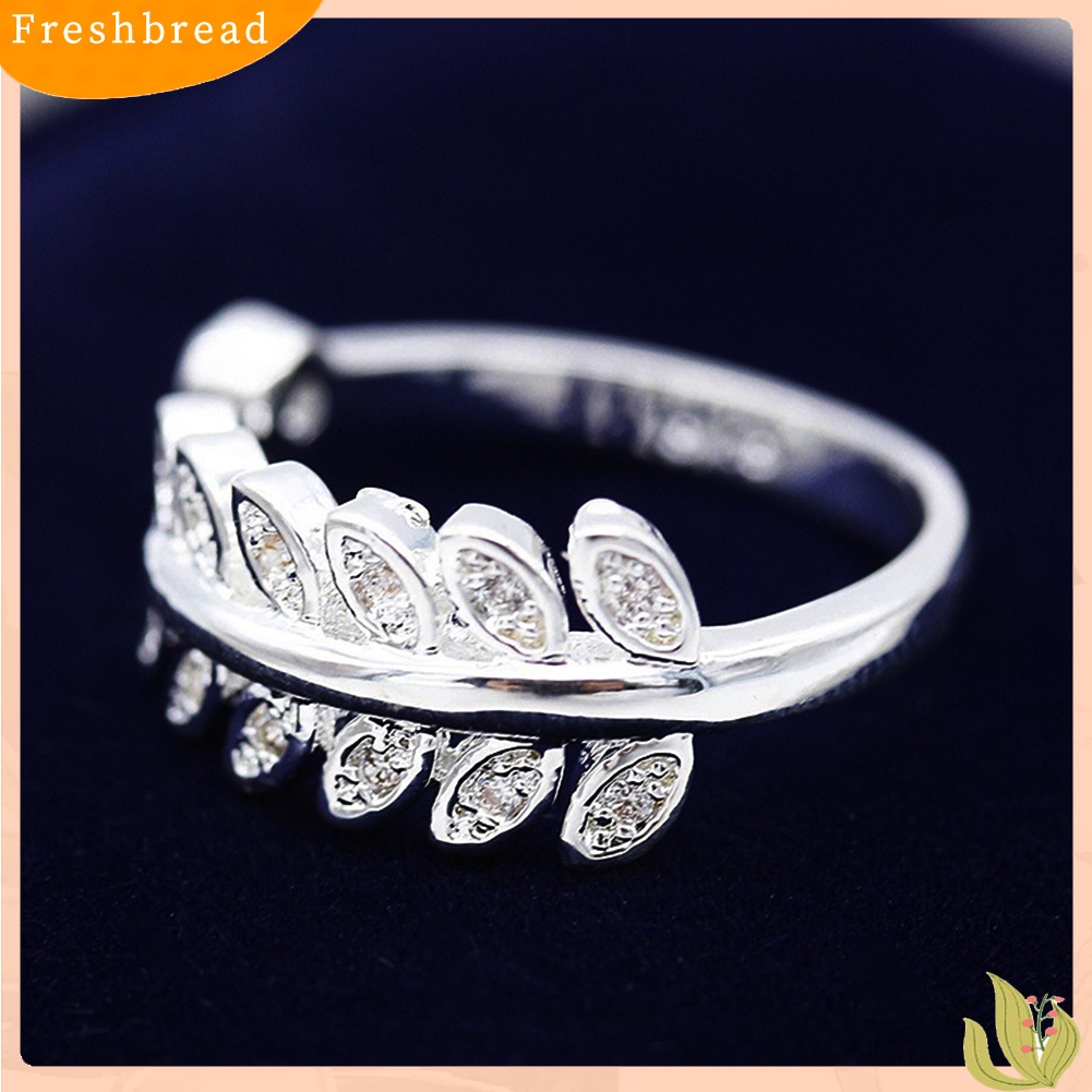 &lt; Freshbread &gt; Fashion Janji Olive Leaf Band Perhiasan Cincin Jari Telunjuk Terbuka Yang Dapat Disesuaikan