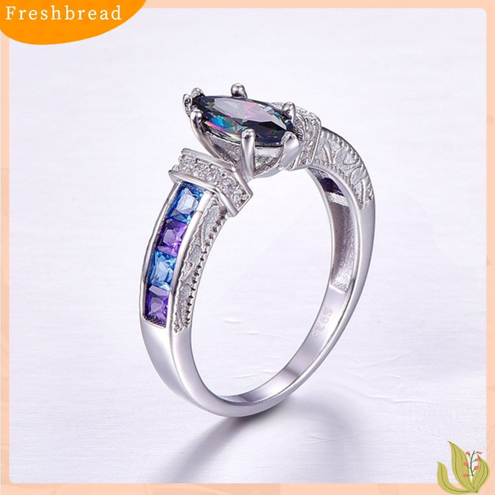 &lt; Freshbread &gt; Wanita Fashion Multicolor Marquise Cut Cubic Zirconia Hias Jari Cincin Perhiasan