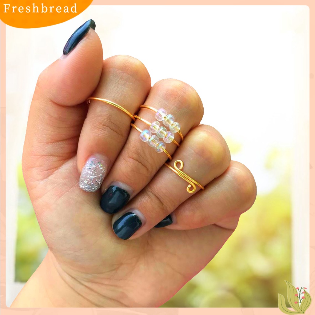 &lt; Freshbread &gt; 5Pcs Manik-Manik Kaca Spiral Coil Tunggal Tembaga Berputar Anti-Stres Pembukaan Fidget Rings Untuk Kehidupan Sehari-Hari