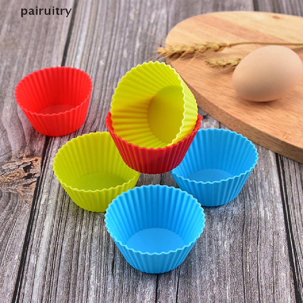 Prt 5Pcs Cetakan Silikon Bulat Cupcake Muffin Cup Baking Cookies Egg Tart Jelly Mold PRT