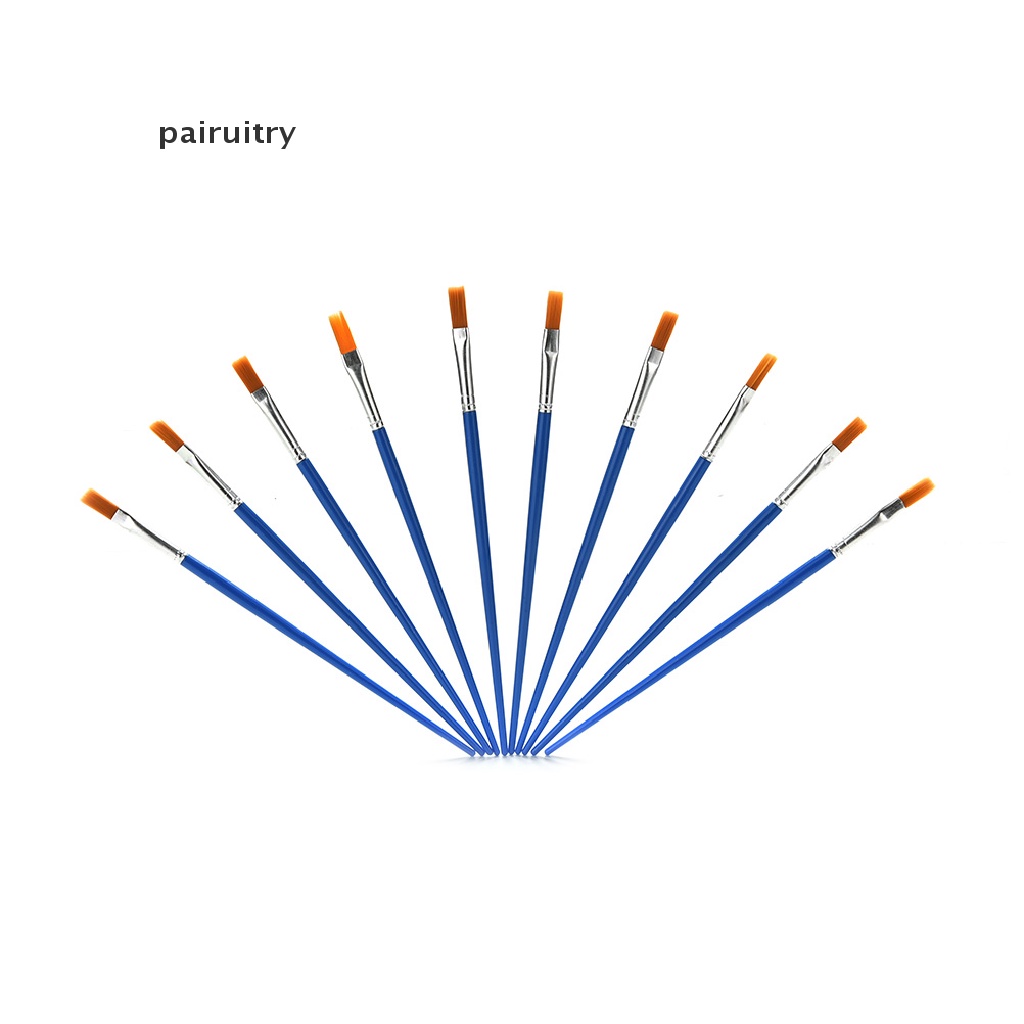 Prt 10pcs/Set Kuas Cat Set New Nylon Blue Brush Kid Watercolor Gambar Paing PRT