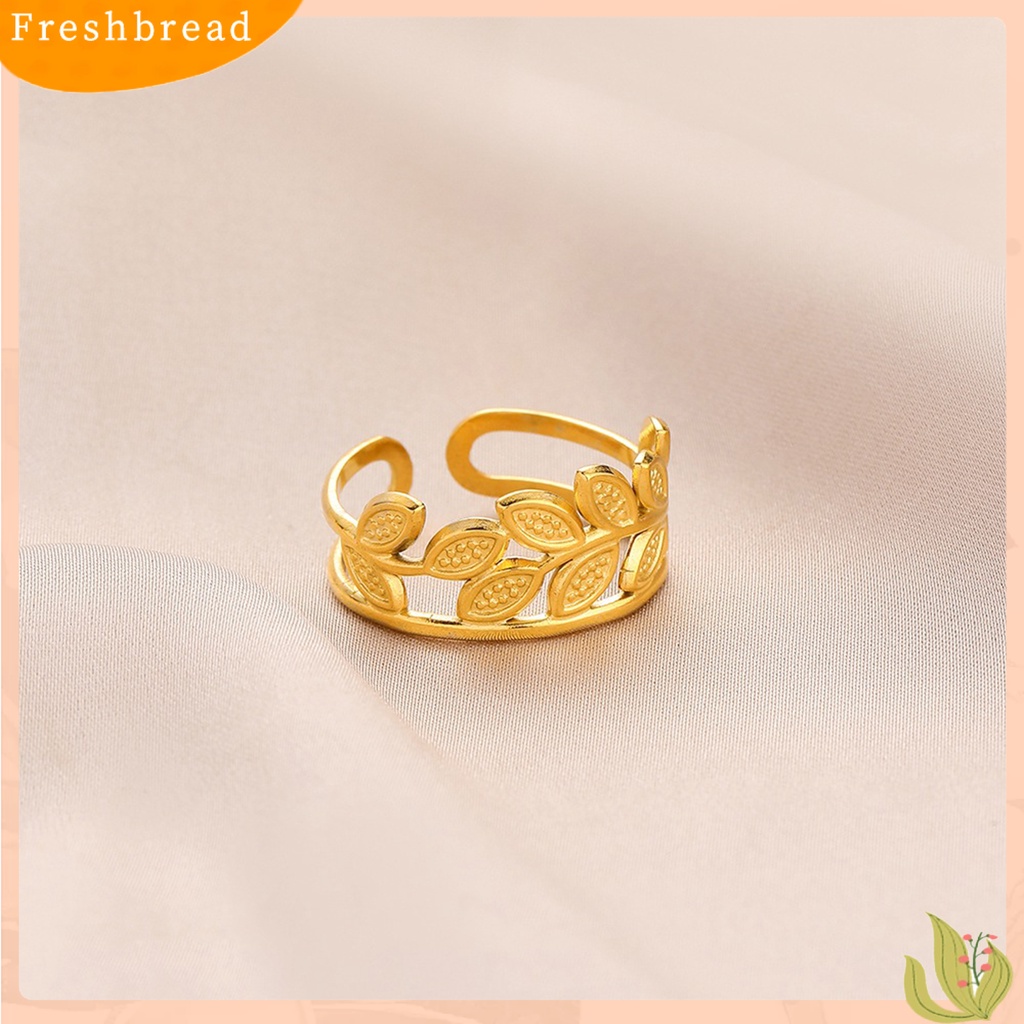 &lt; Freshbread &gt; Cincin Jari Daun Plating Aksesori Pembukaan Cincin Jari Adjustable Untuk Pesta Perjamuan Prom Pernikahan