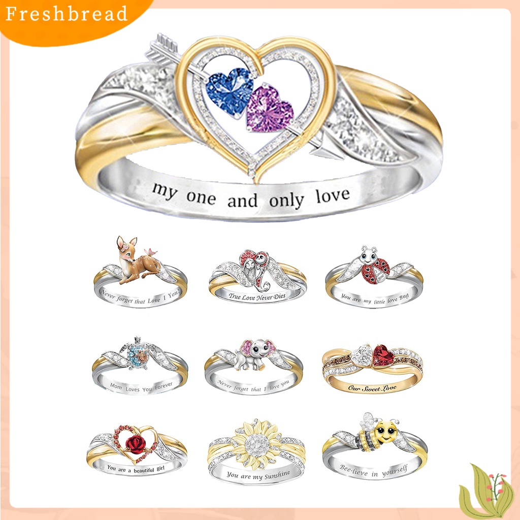 &lt; Freshbread &gt; Women Ring Indah Nice-looking Wanita Portabel Indah Cinta Hati Rose Ring Untuk Pernikahan