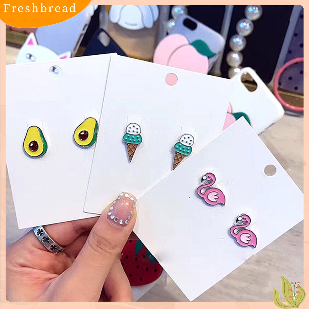 &lt; Freshbread &gt; Flamingo Lucu Alpukat Es Krim Stud Anting Wanita Pesta Club Perhiasan Hadiah