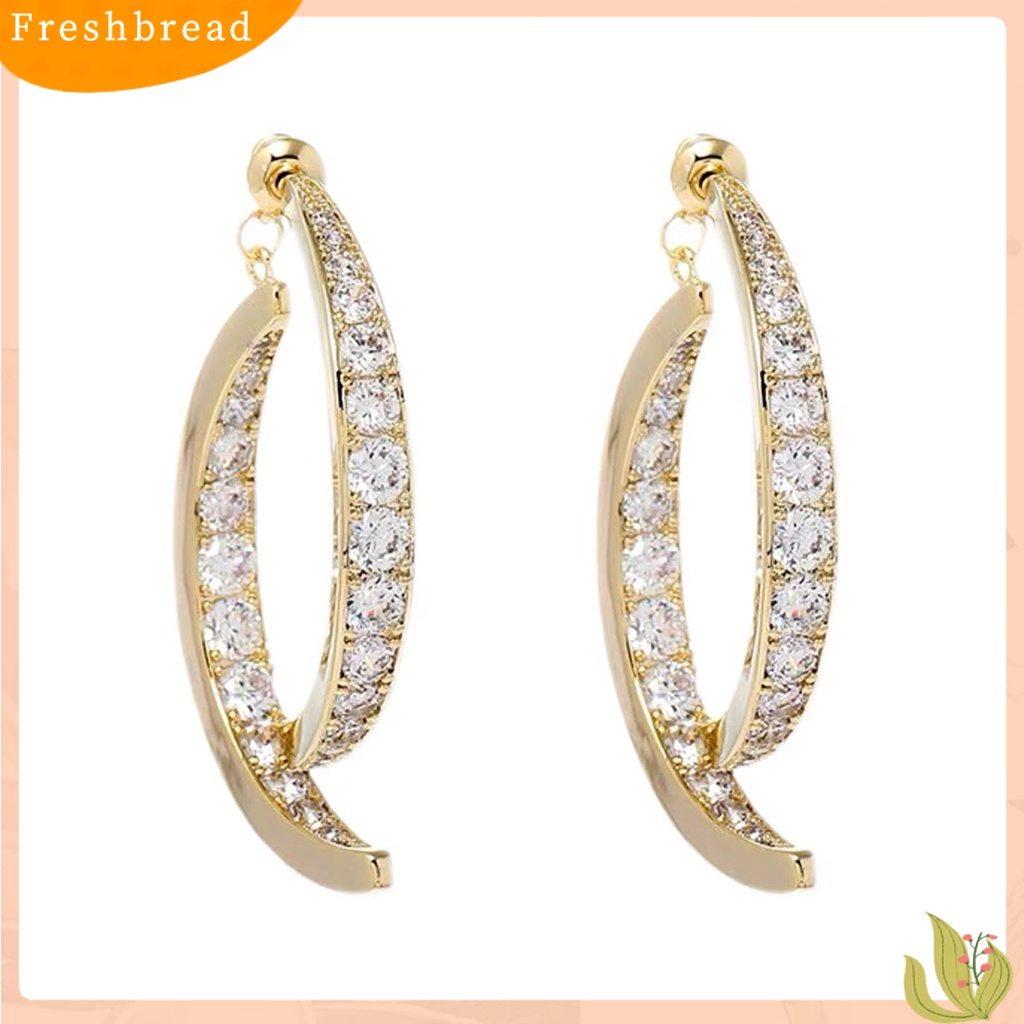 &lt; Freshbread &gt; 1pasang Anting Menjuntai Perhiasan Melengkung Silang Manset Telinga Berkilau Ringan Untuk Perjamuan