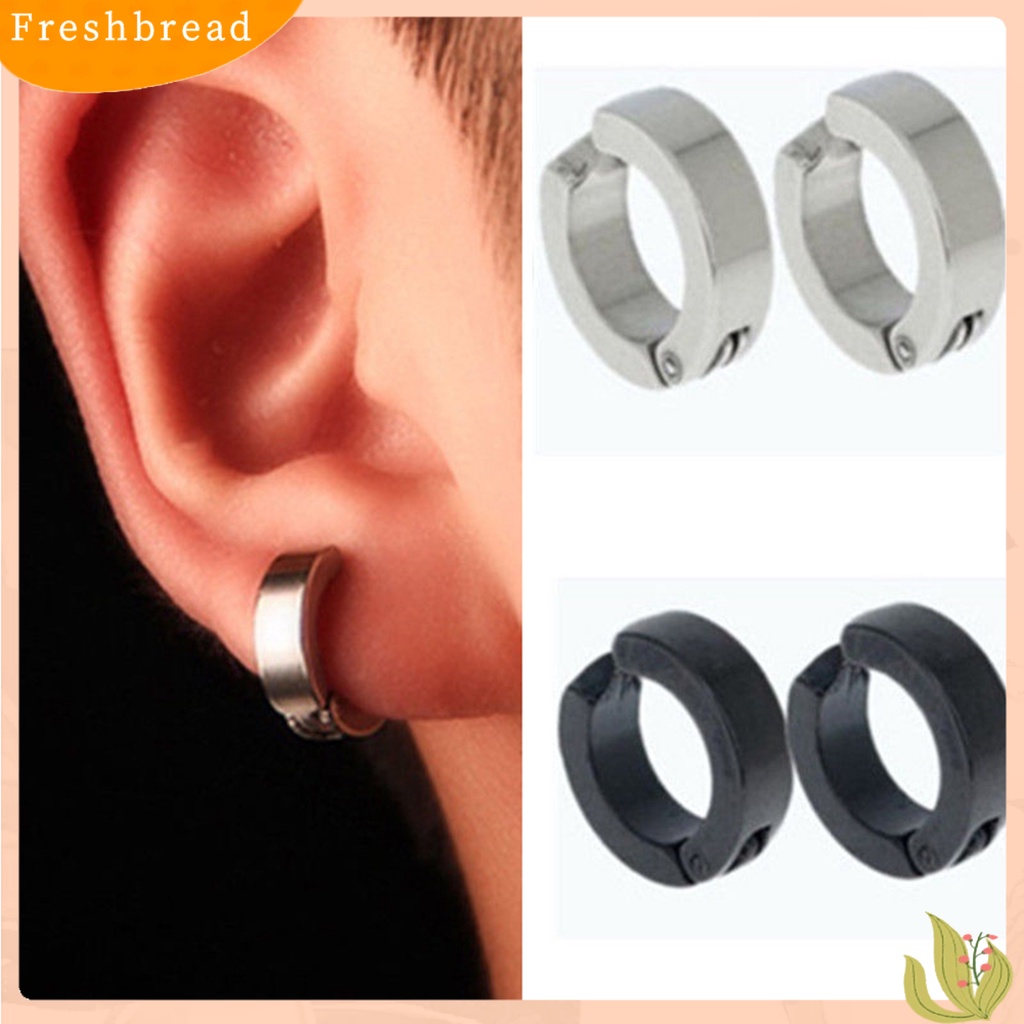 &lt; Freshbread &gt; Klip Manset Telinga Keren Anti Karat Stainless Steel Gaya Punk Anting Lingkaran Bulat Perhiasan Pria Untuk Pesta