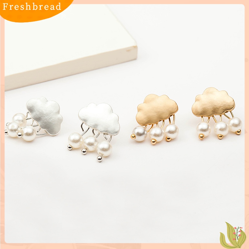 &lt; Freshbread &gt; Fashion Wanita Awan Raindrop Ear Studs Faux Pearl Earrings Hadiah Pesta Ulang Tahun