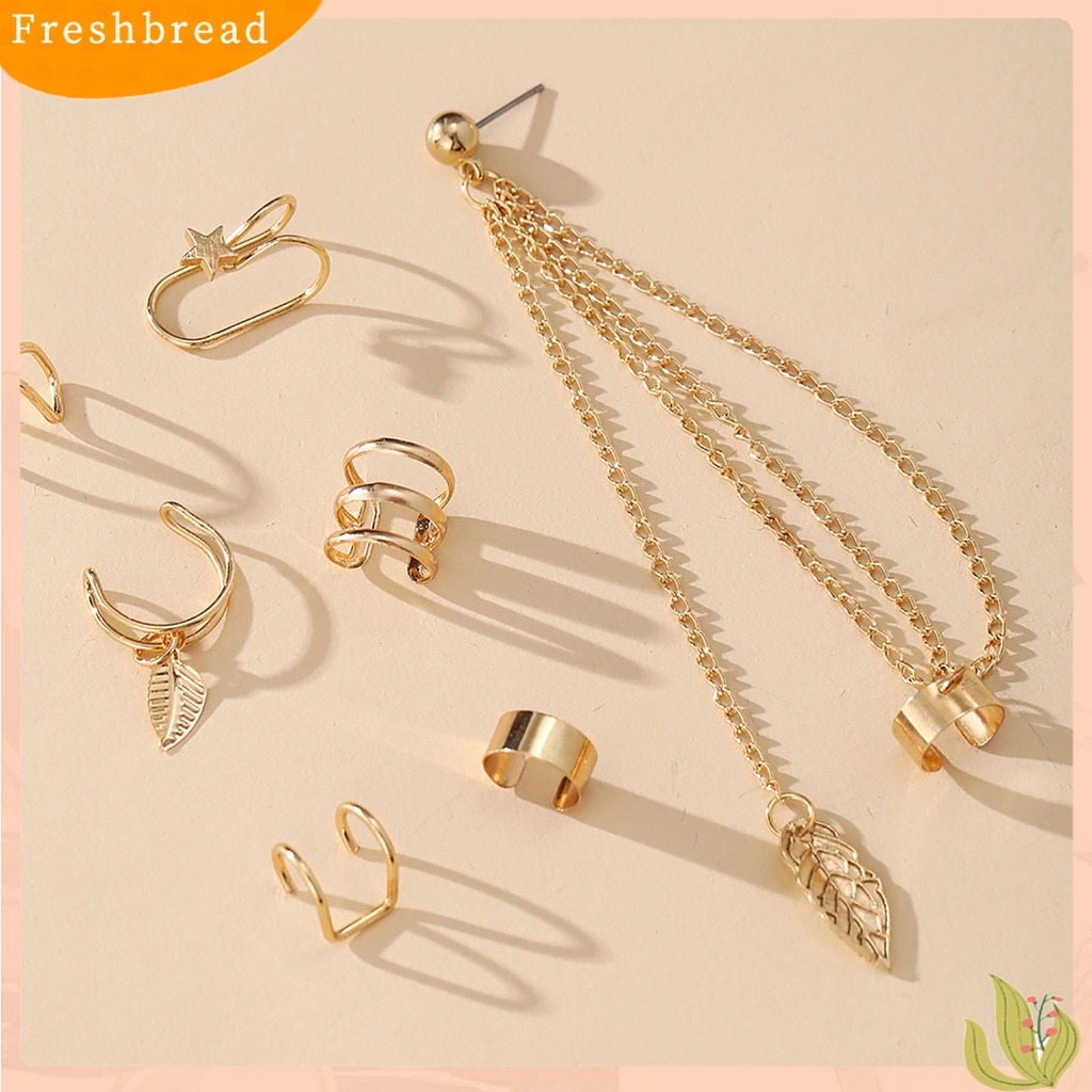 &lt; Freshbread &gt; 5Pcs/Set Atau 7Pcs/Set Anting Desain Bungkus Fashion Bahan Metal Klip Tanpa Tindik Manset Telinga Untuk Wanita