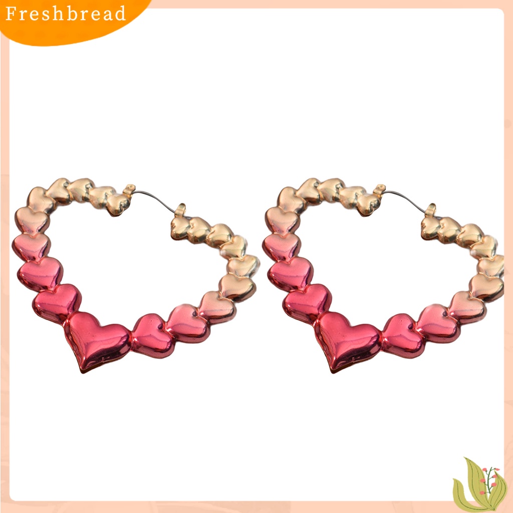 &lt; Freshbread &gt; 1pasang Anting Stud Kepribadian Berlebihan Anting Hoop Bulat Berbentuk Hati Cinta Tiga Dimensi Untuk Pacaran