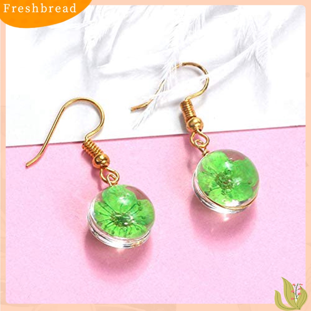 &lt; Freshbread &gt; Wanita Fashion Bola Bentuk Bulat Kait Anting Desain Bunga Menjuntai Perhiasan Hadiah