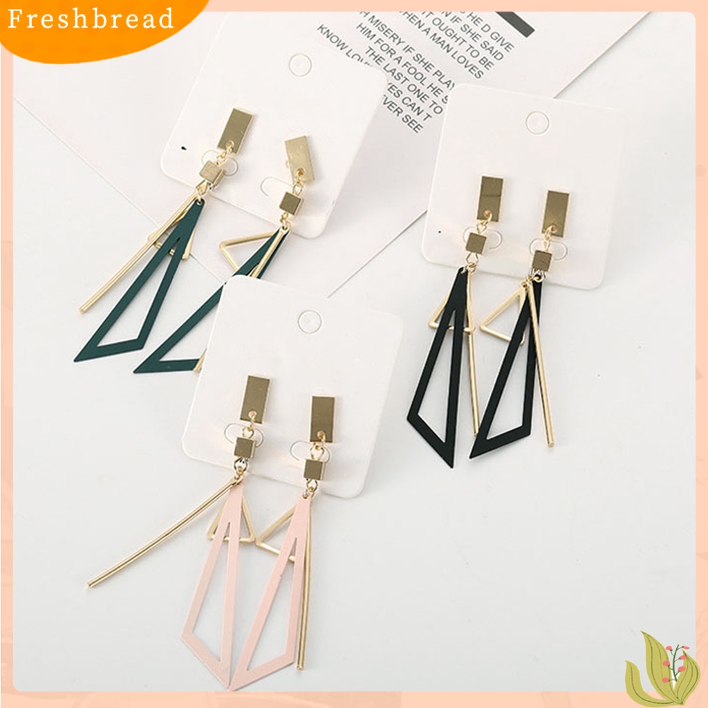 &lt; Freshbread &gt; 1pasang Anting Menjuntai Bentuk Geometris Segitiga Berongga Keluar Anting Drop Warna-Warni Untuk Pernikahan