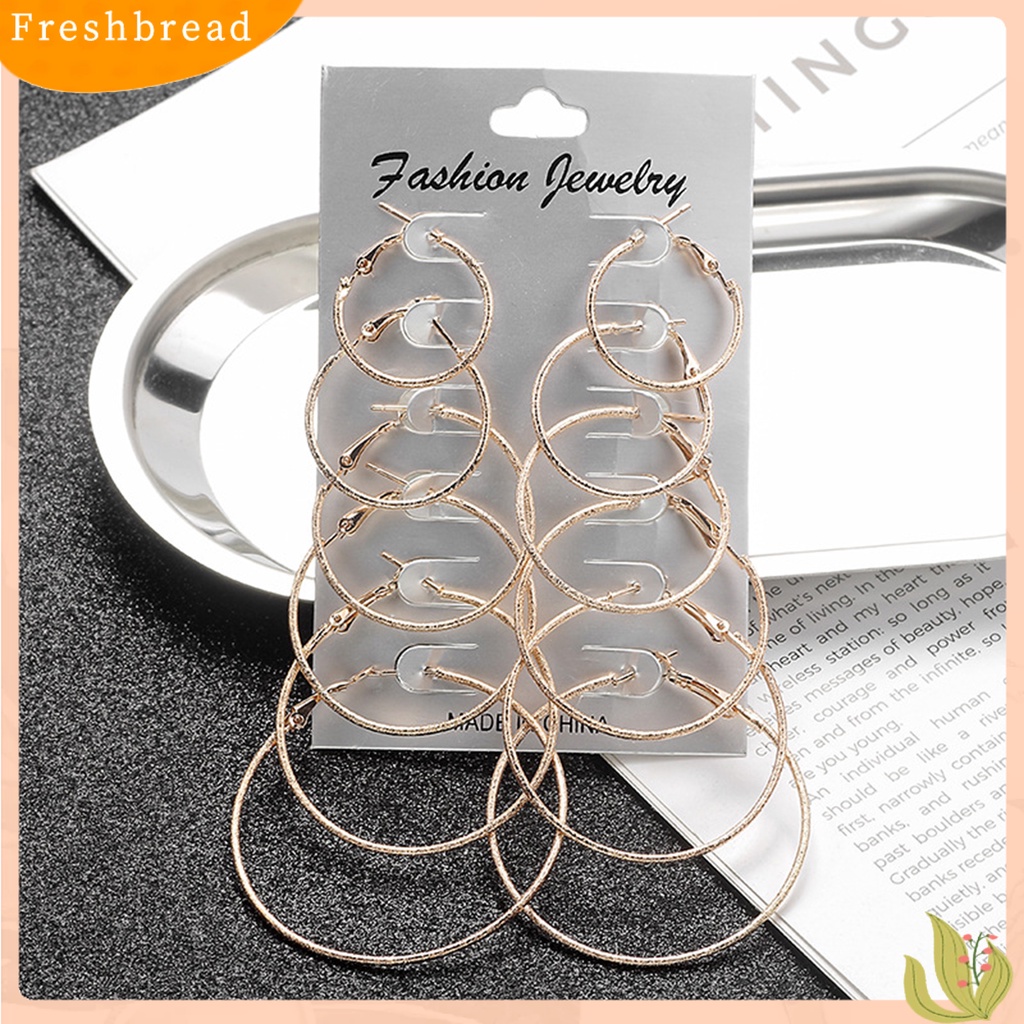 &lt; Freshbread &gt; 6pasang Anting Lingkaran Anting Tusuk Simple Punk Metal Bulat Halus Untuk Wanita