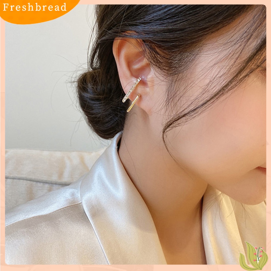 &lt; Freshbread &gt; 1pasang Ear Studs Irregular U Shape Jewelry Shinng Rhinestones Stud Earrings Untuk Pesta Pernikahan Perjamuan Prom