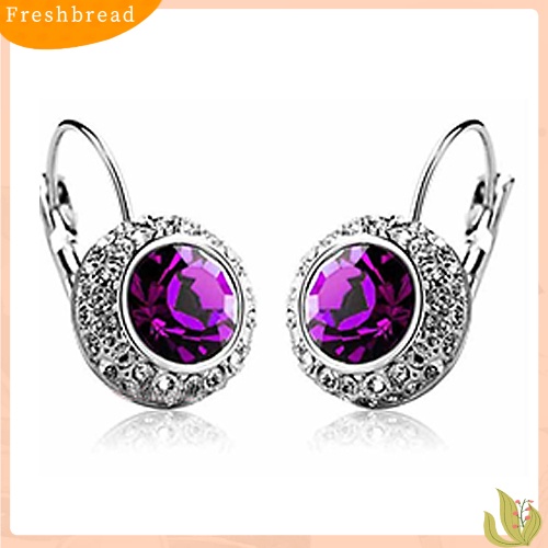 &lt; Freshbread &gt; Womens Mewah Besar Mengkilap Berlian Imitasi Telinga Tindik Studs Hook Earrings Jewelry