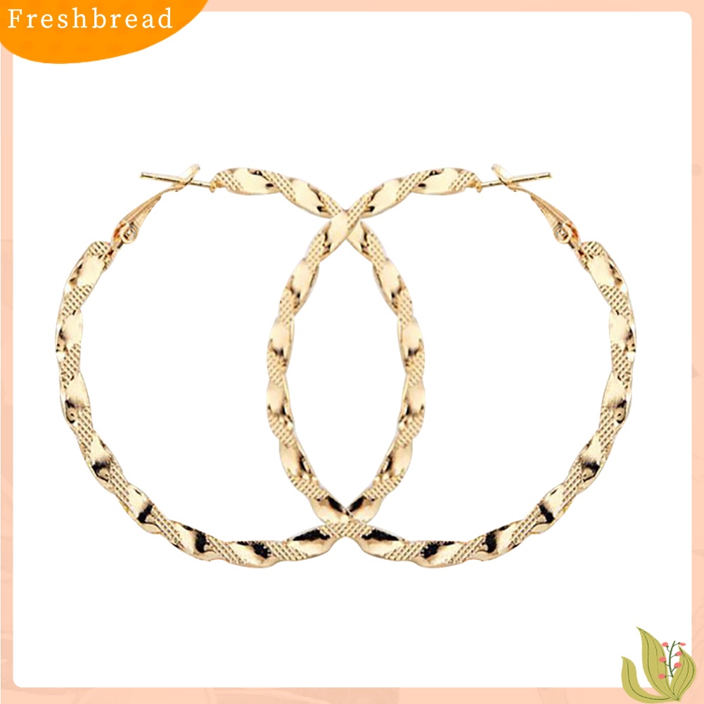 &lt; Freshbread &gt; Fashion Lady Berlebihan Memutar Anting Hoop Besar Wanita Lingkaran Menjuntai Perhiasan