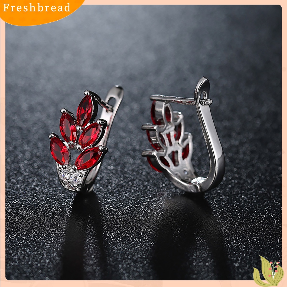 &lt; Freshbread &gt; Wanita Cubic Zirconia Hias Huggie Anting Hadiah Perhiasan Pertunangan Pernikahan