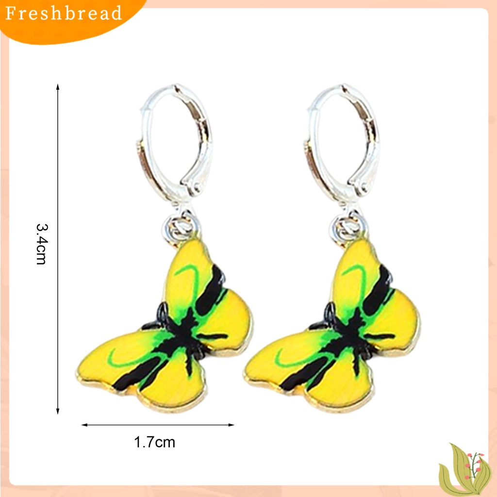 &lt; Freshbread &gt; 1pasang Wanita Menjuntai Anting Bentuk Hewan Indah High-end Kupu-Kupu Liontin Lady Hoop Earrings Perhiasan Perempuan