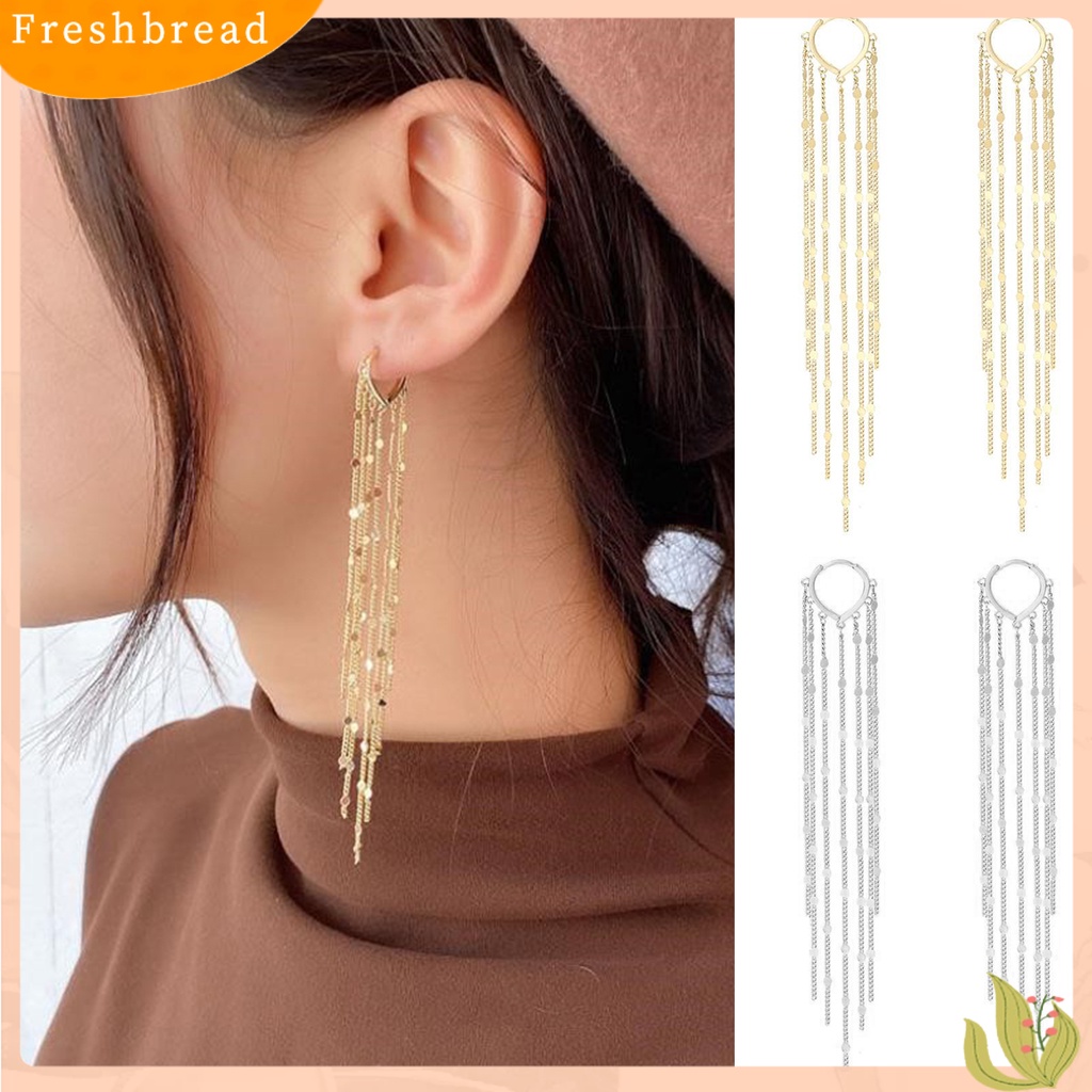 &lt; Freshbread &gt; 1pasang Drop Earrings Bohemian Temperamen Payet Bentuk Hati Geometris Hias Hadiah Wanita Panjang Logam Rumbai Pesona Anting Perhiasan Pernyataan Fashion