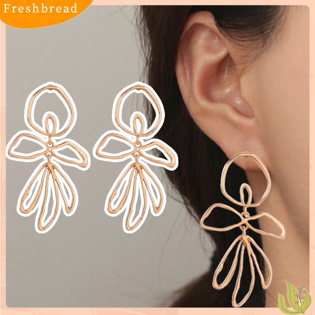 &lt; Freshbread &gt; 1pasang Anting Pejantan Berongga Geometris Besar Asimetris Elegan Hadiah Paduan Gaya Sederhana Bunga Wanita Menjuntai Anting Perhiasan Fashion