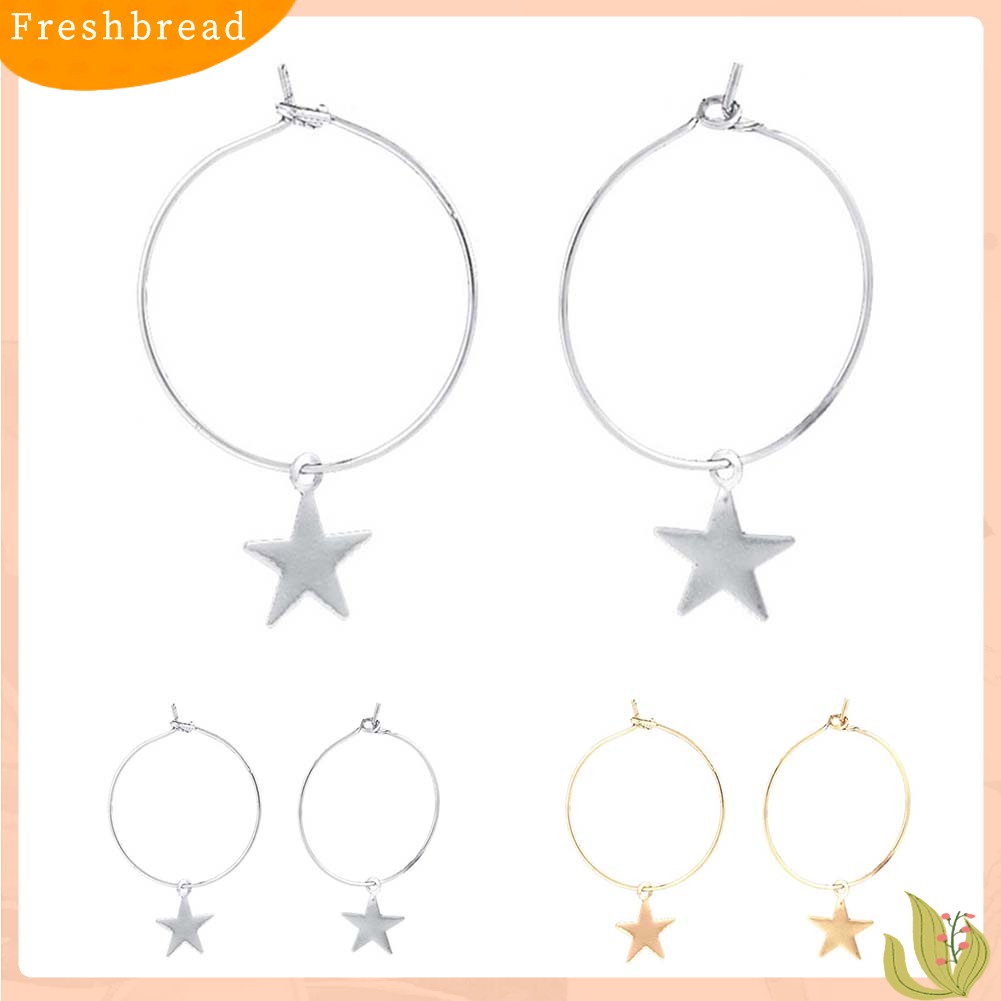 &lt; Freshbread &gt; Fashion Wanita Bintang Sederhana Pesona Lingkaran Besar Anting Hoop Pesta Perhiasan Hadiah