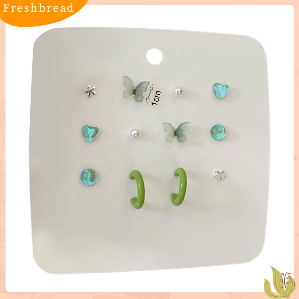 &lt; Freshbread &gt; 6pasang Sederhana Bentuk Bunga Menawan Wanita Anting Kupu-Kupu Lucu Mutiara Imitasi Stud Earrings Set Perhiasan Aksesori