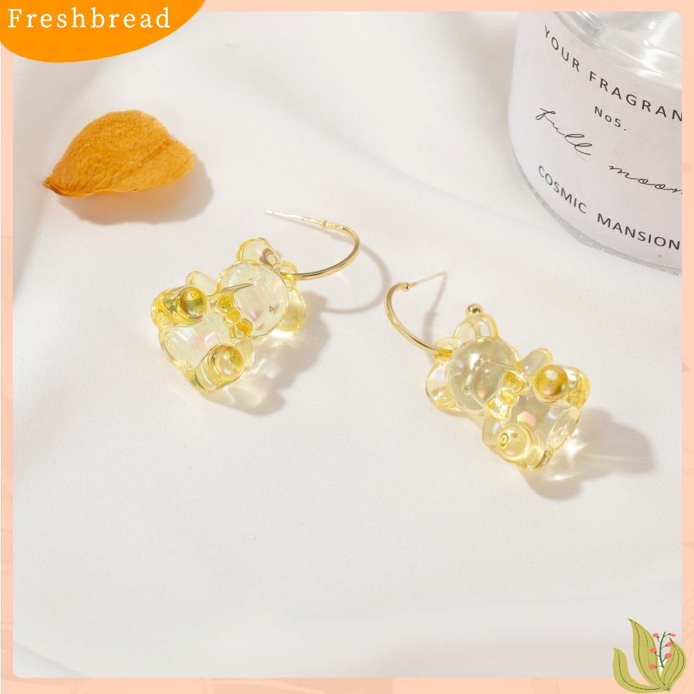 &lt; Freshbread &gt; Wanita Indah Desain Beruang Tiga Dimensi Transparan Anting Perhiasan Hadiah