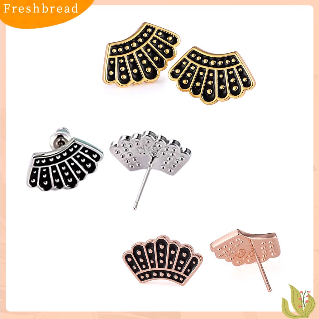 &lt; Freshbread &gt; 1pasang Anting Pejantan Bagus Gloss Nyaman Dipakai Pola Kipas Indah Pesona Perhiasan Fashion Busana Daily Dress Up Aksesori Tindik Telinga Studs Wanita Anting-Anting